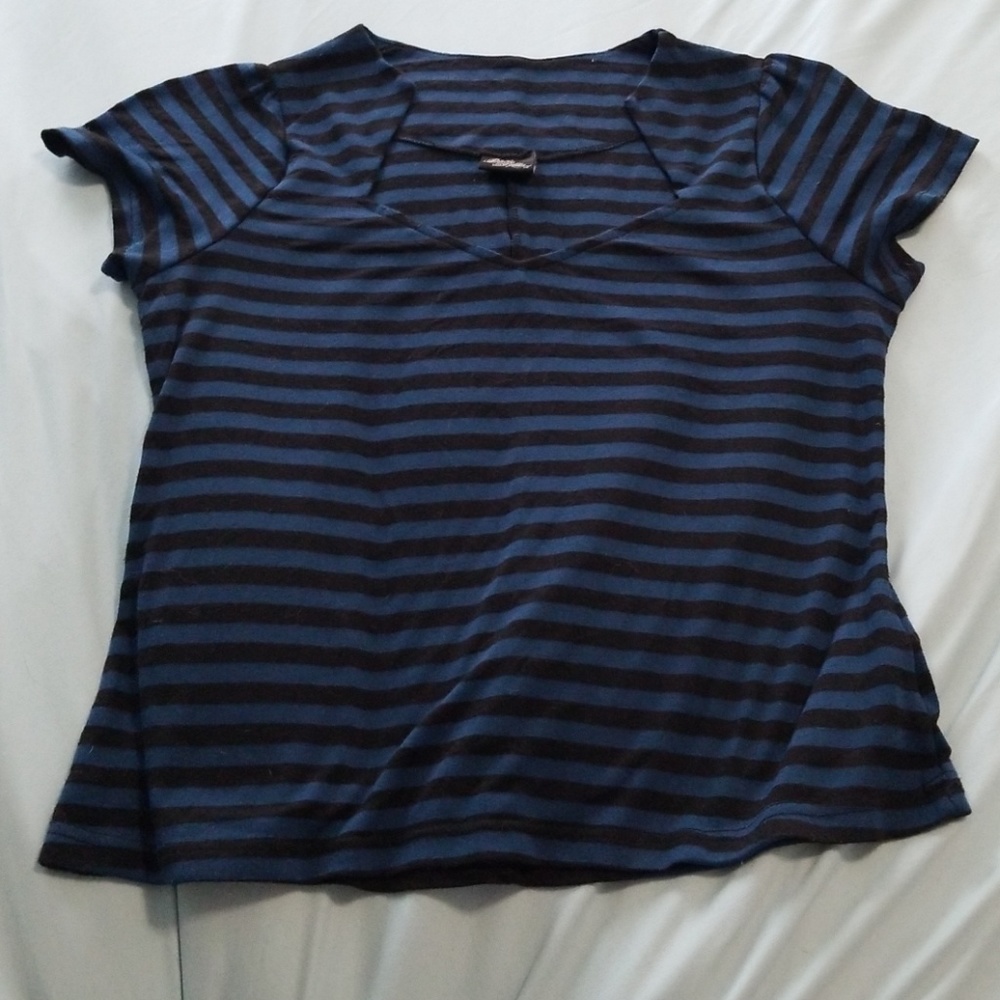 Blue and black stripe top